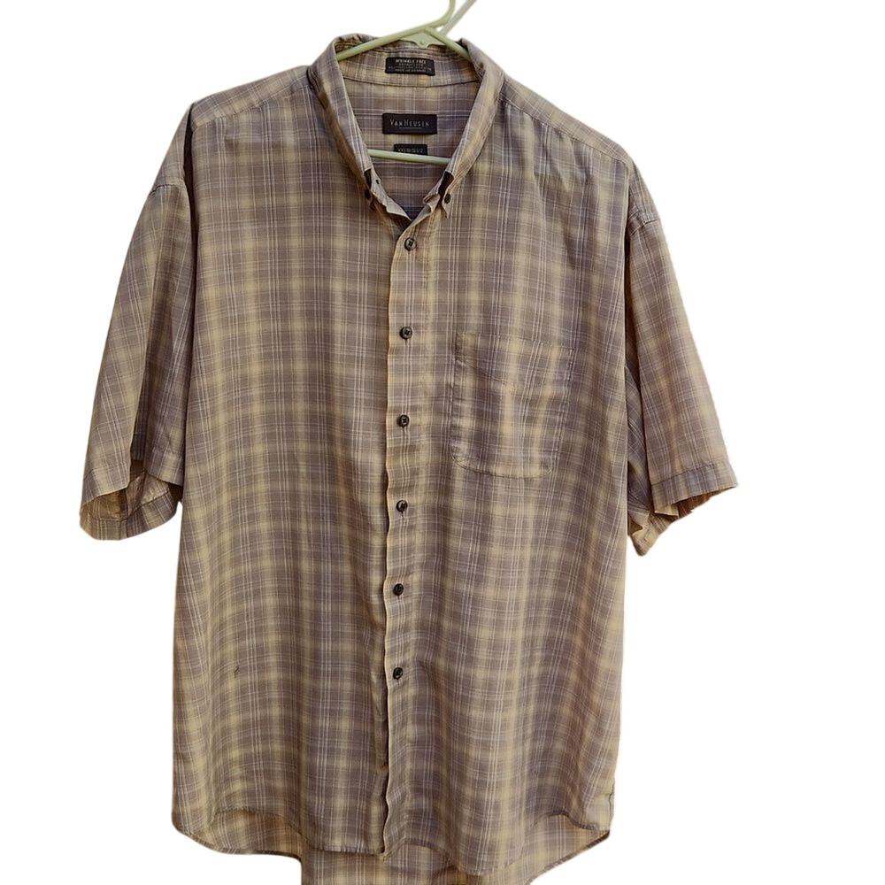 Van Heusen wrinkle free men's XXL 18-18 1/2 tan lightweight short sleeve…